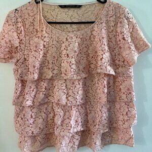 Zara Ruffled Layer Embroidered Top